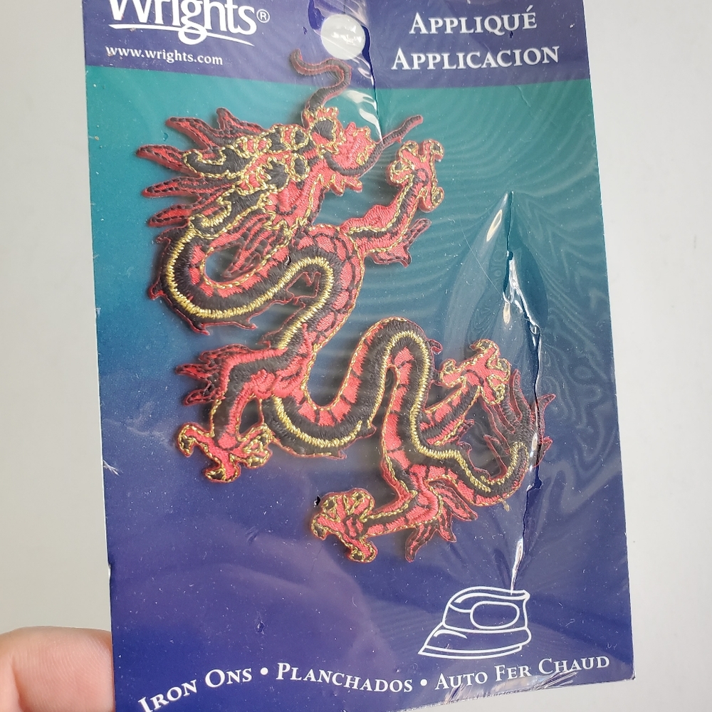 Vtg Red Dragon Iron-on Patch